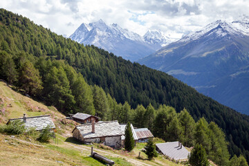 Fototapeta na wymiar Hameau dans une vallée alpine