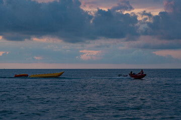 Batumi, Georgia - July 12, 2021: Pink Sunset