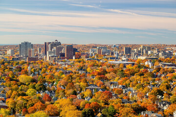 New Haven city downtown skyline cityscape of Connecticut, USA - obrazy, fototapety, plakaty