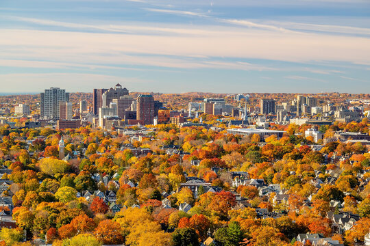 New Haven city downtown skyline cityscape of Connecticut, USA