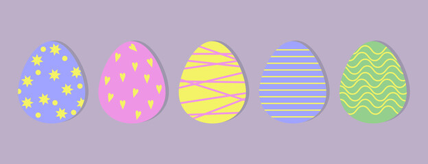 Set of easter eggs. Easter eggs for Easter holidays, concept design