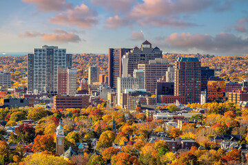 New Haven city downtown skyline cityscape of Connecticut, USA - obrazy, fototapety, plakaty