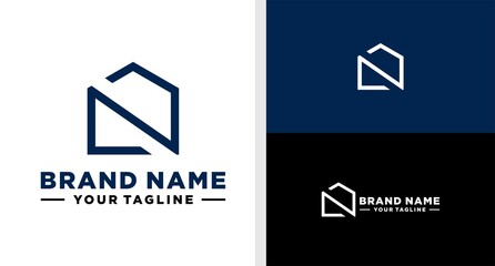 LETTER N LOGO HOME MONOGRAM LINE ELEGANT EDITABLE