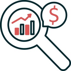 Market Analysis Filled Linear Vector Icon Design
