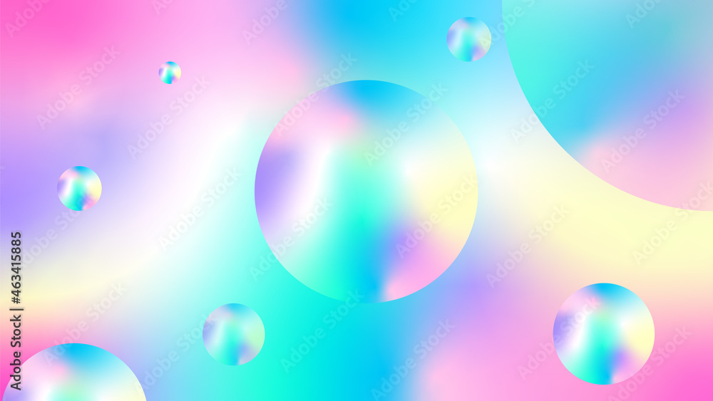 Fototapete Abstract holographic background with bubbles. Colorful blurry gradient abstract background elegant circle shape.