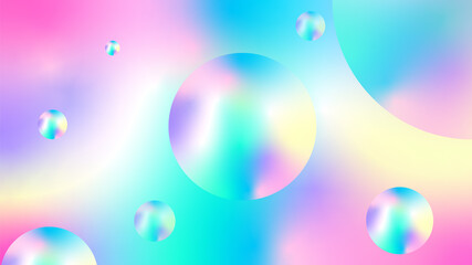 Abstract holographic background with bubbles. Colorful blurry gradient abstract background elegant circle shape.