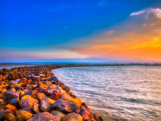 sunset over the sea Cirebon