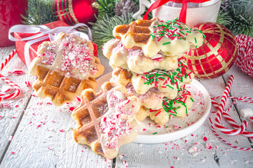 Stack of waffles for Christmas breakfast