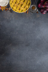 Autumn apple pie cooking background