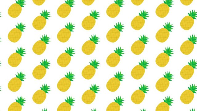 Pineapple illustration pattern 4K background animation. パイナップルのパターンイラストアニメーション 4K 背景素材