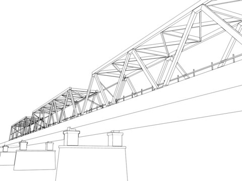 Truss bridge model fragment. Outline frame model