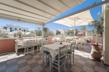 Restaurant terrace in Mediterranean island