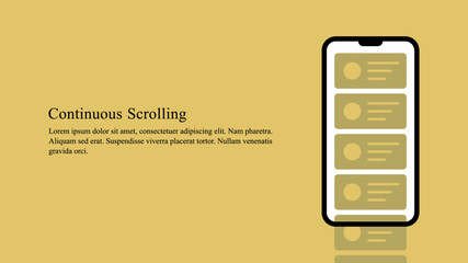 Illustration of infinite scrolling or continuous scrolling user interference in a mobile device. 