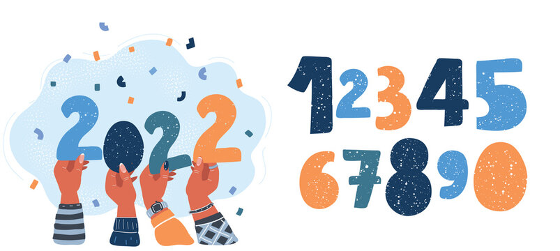 Vector illustration of 2022 year number concetp and set of numbers.