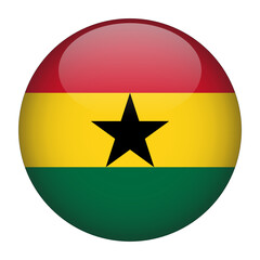 Ghana 3D Rounded Country Flag button Icon