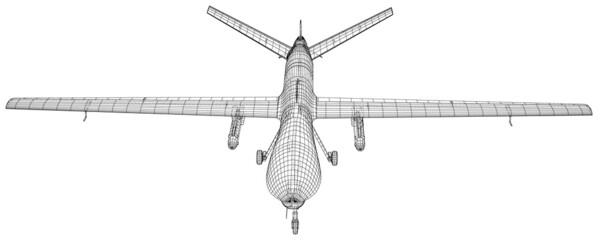Aircraft unmanned Predator military drone. Vector created of 3d, Wire-frame. EPS10 format.