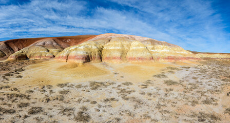 chalk mountains in the steppes of Kazakhstan.