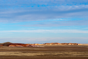 chalk mountains in the steppes of Kazakhstan.