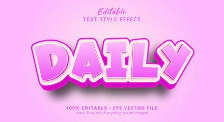 Editable text effect, Daily text on happy pink color style