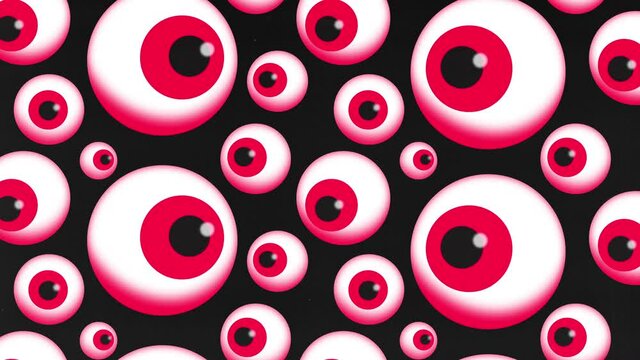 Halloween Background 4K Animation - Watching Eyes Pattern. Looped Animation. Seamless Background.