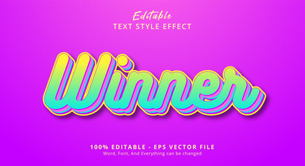 Editable text effect, Winner text on light color combination style