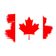 Grunge flag of the Canada. Canada flag illustrated on paint brush stroke.