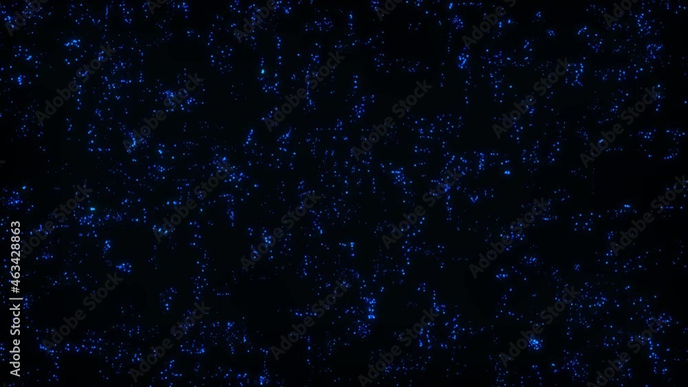 Poster abstract dots background. blue illuminated particles. depth of field. abstract lighting, dust, parti