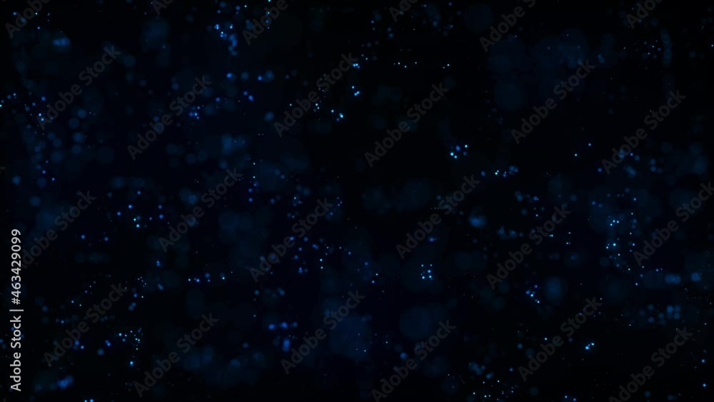 Poster abstract dots background. blue illuminated particles. depth of field. abstract lighting, dust, parti