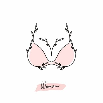 Women's bra drawn with a black line