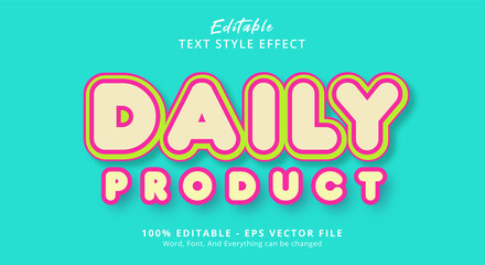 Fototapeta na wymiar Daily Product text with fancy color style effect, editable text effect