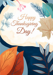 design of card thanksgiving day with rough watercolour texture
