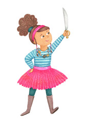 little girl playing pirate