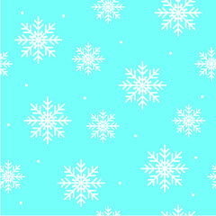Vector seamless pattern "White snowflakes on blue background"