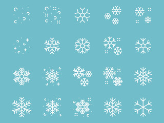 set of snow flake line icons, cool, winter, christmas
