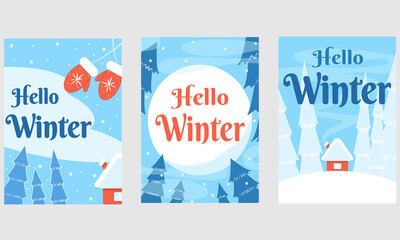 hello winter card , winter card , Holiday cards , Vector illustration