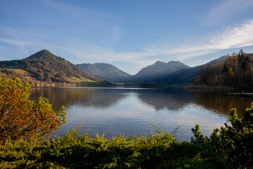 Sonne am Schliersee in Bayern