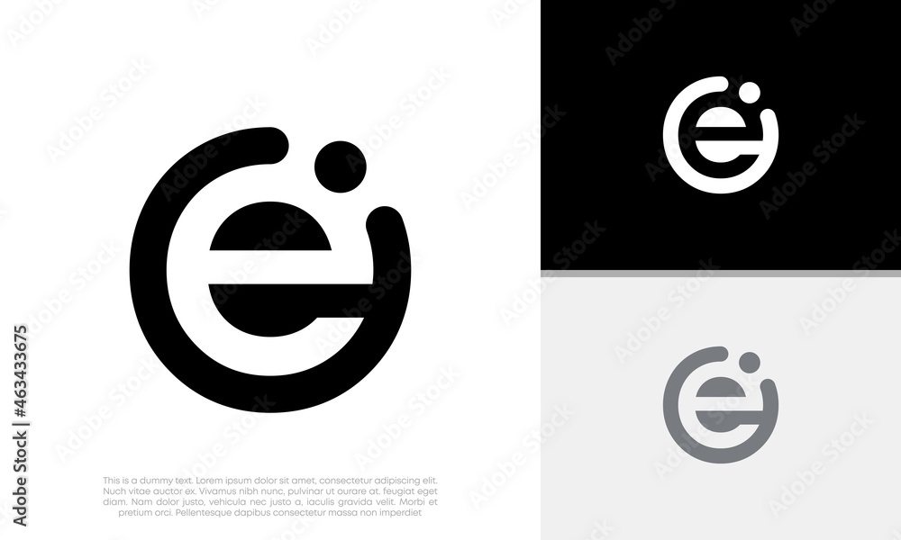 Fototapete initial e logo design. innovative high tech logo template. template label for blockchain technology.