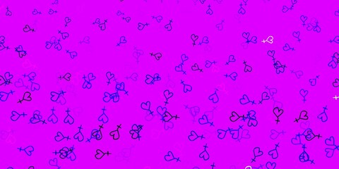 Light Purple, Pink vector background with woman symbols.