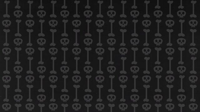 Halloween Background 4K Animation - Skulls and Bones Pattern. Looped Animation. Seamless Background.