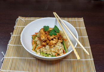 Cicken an rice and vegetables