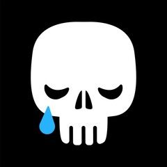 Vector Emoji  white Skull set with Different Reactions Isolated on black Background. Modern Emoticons Collection in Flat Style. Halloween silhouette elements. vector for halloween card decoration