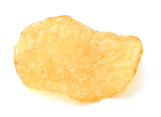 One potato chips isolated on a white background and shadow