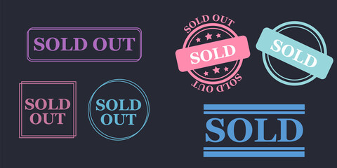 Sold out stamps grunge texture. Colored sold out grunge stamp