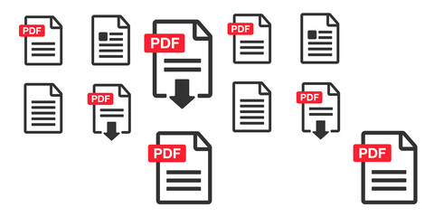 PDF Document icon set. File Icons. PDF file download icon