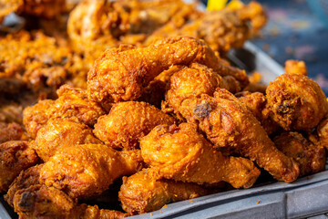 Chicken drumsticks, a popular street food dish.