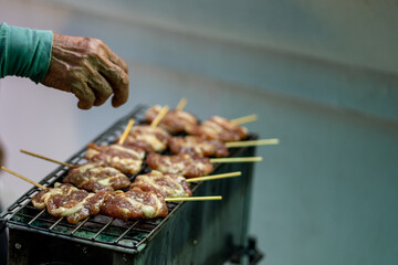 thaifood  grilled pork street food