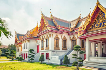 Naklejka premium Wat Benchamabophit temple in Bangkok city