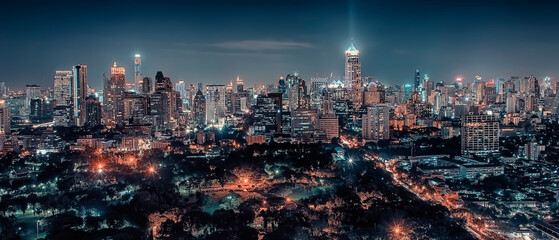 Obraz premium Bangkok city in the evening, Thailand