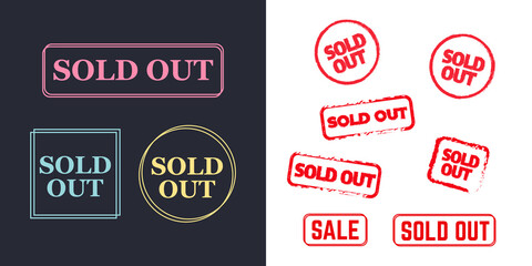 Sold out stamps grunge texture. Colored sold out grunge stamp