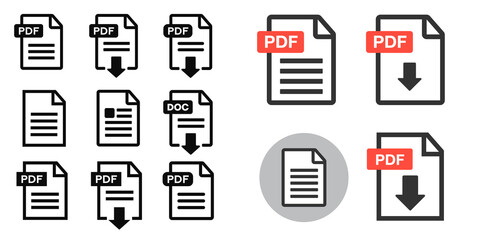 PDF Document icon set. File Icons. PDF file download icon
